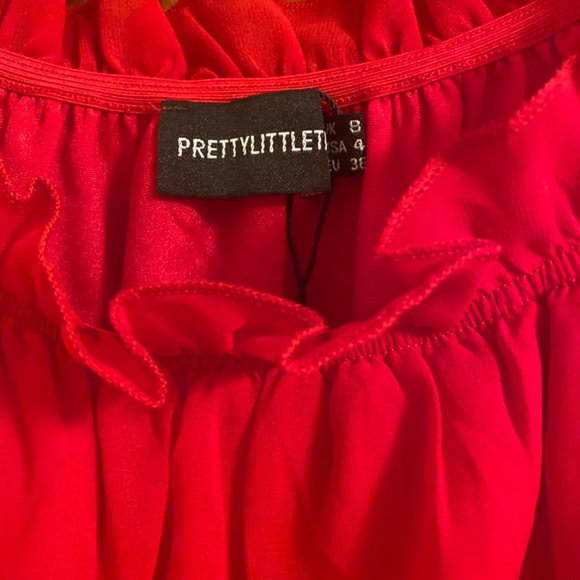 Red chiffon Bardot pretty little thing dress - Picture 5 of 5